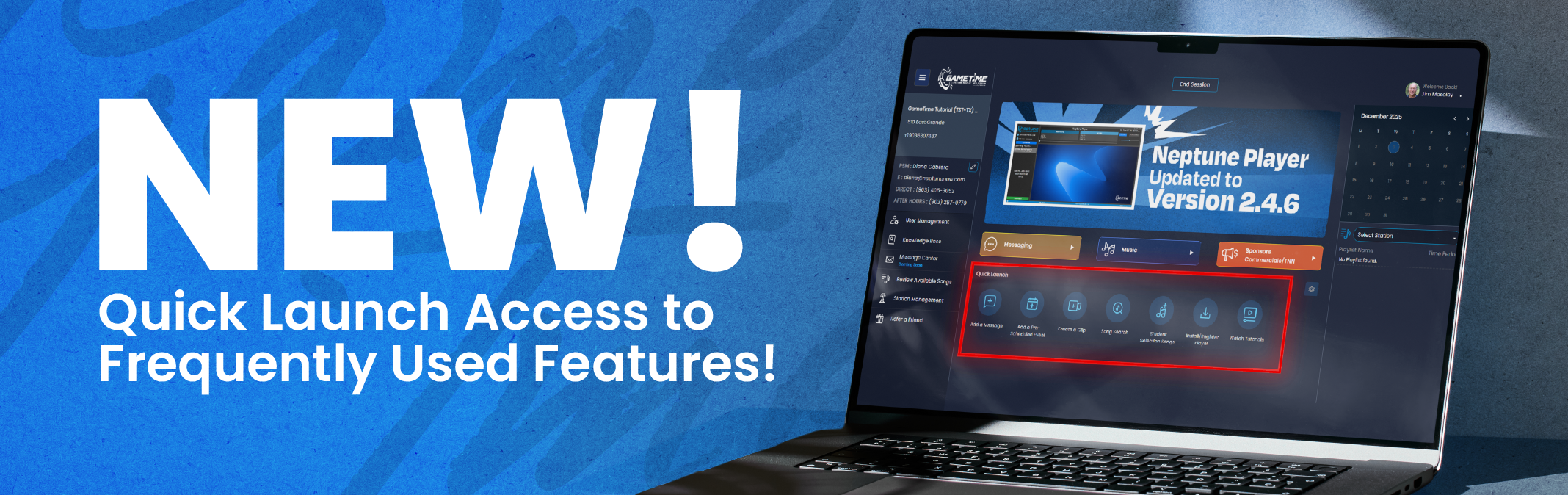 (gt) new! quick launch access to frequently used features